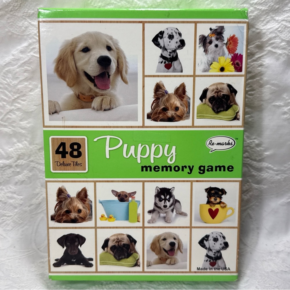 Children’s Puppy Memory Game 48 Deluxe Extra Chunky Tiles Made in USA Re-Marks